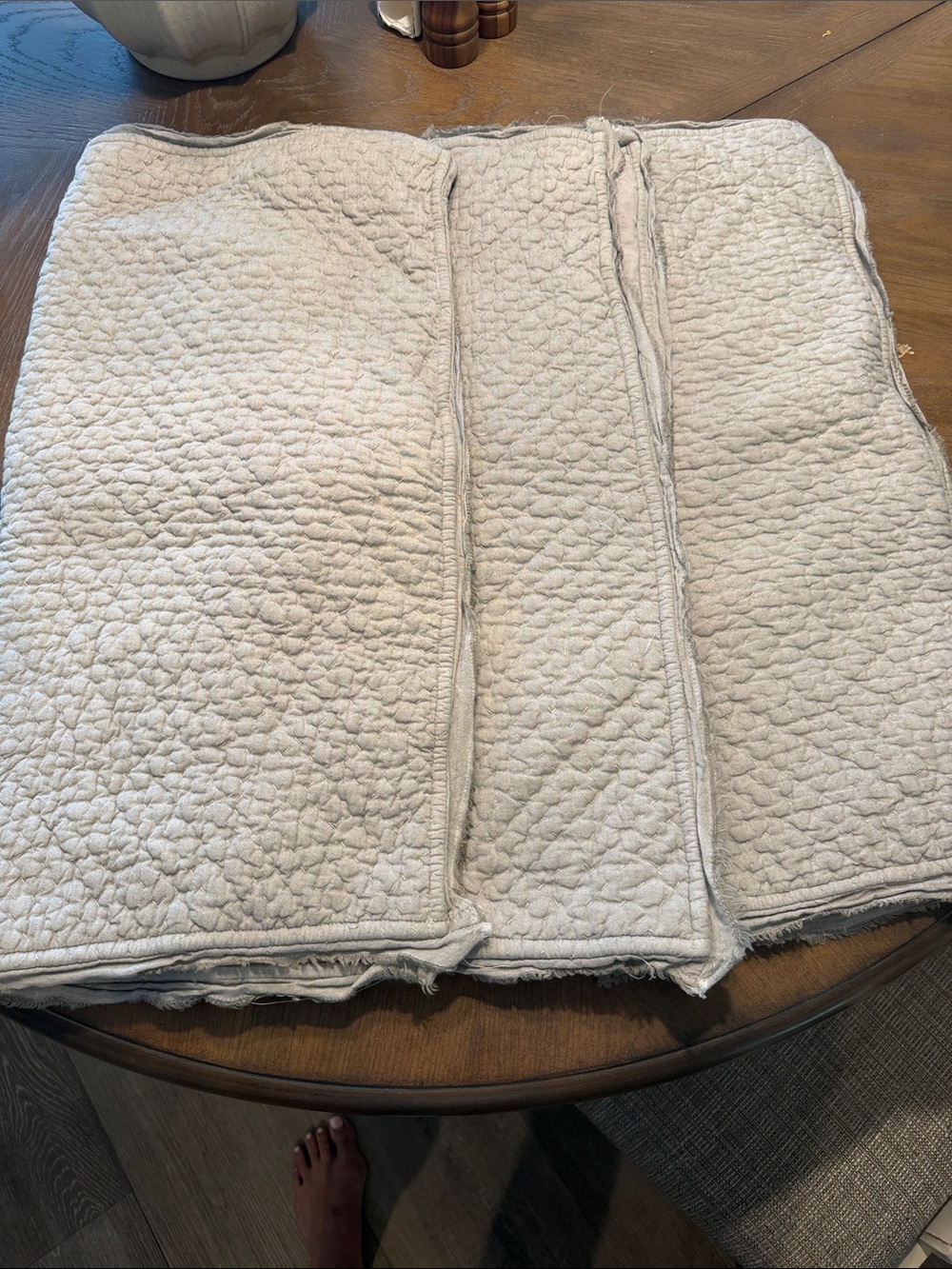 Pottery Barn Quilted Melange Cotton Blanket - Light Grey